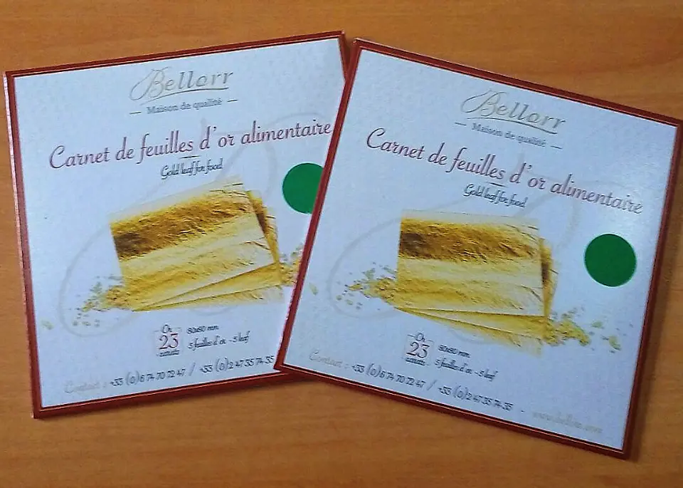  Hojas de oro comestible  - 23 carats x 5 1