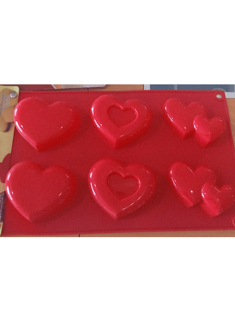 Moldes de silicón con formas de 6 corazones
