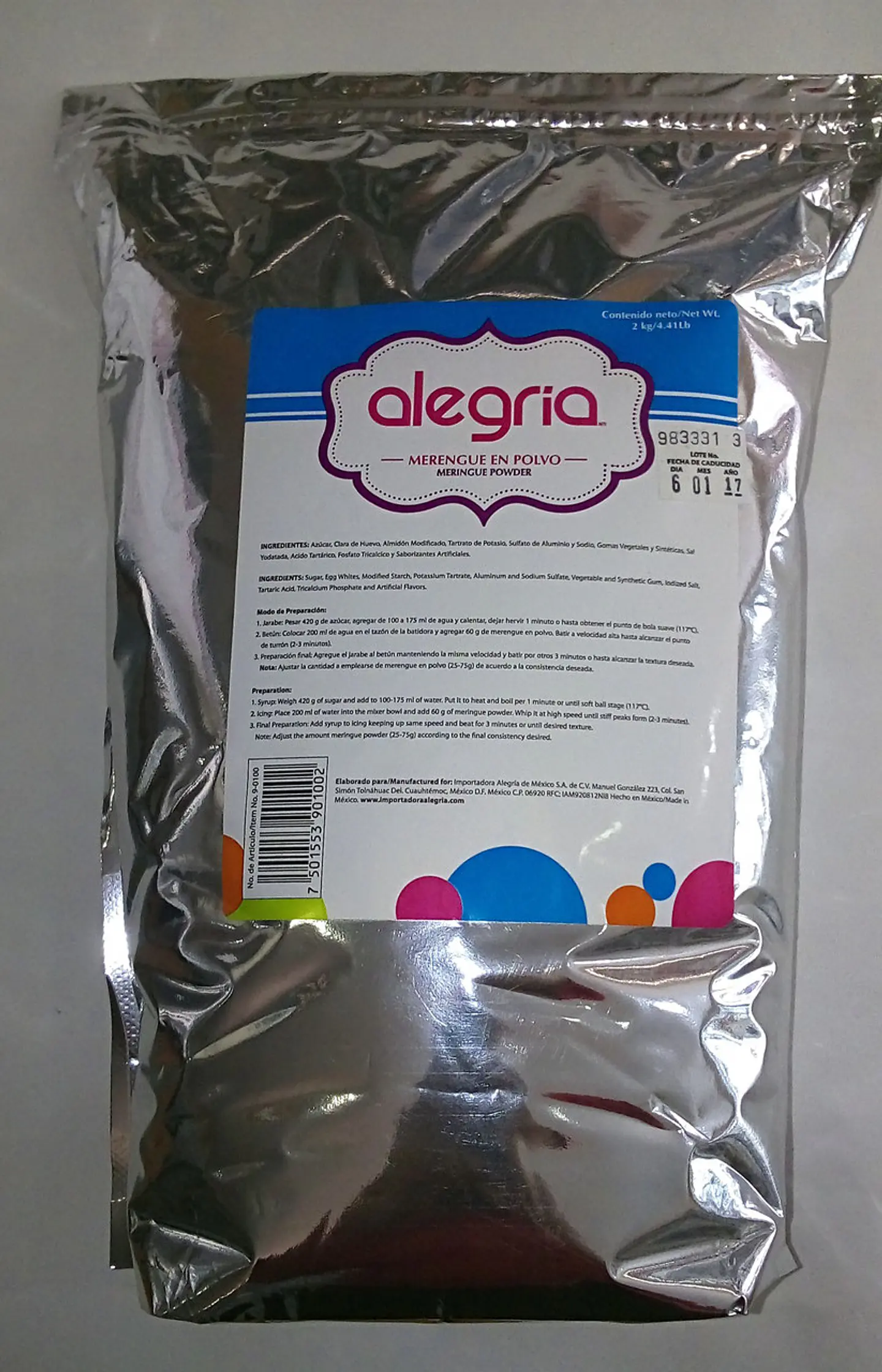  Merengue en polvo Alegria Kilogramo 9-0100 1