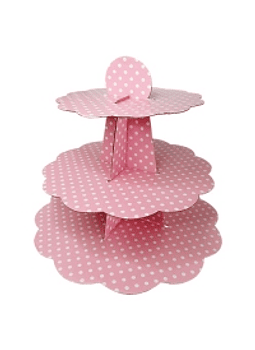 Base para pastelitos, cupcakes rosa con puntos blancos