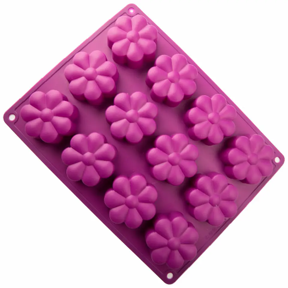  Molde de silicon Flores 12 cav (2 colores)  4-0494 1