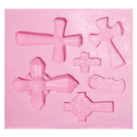  Molde de silicon cruces surtidas x 5 y mini virgencitas  MS