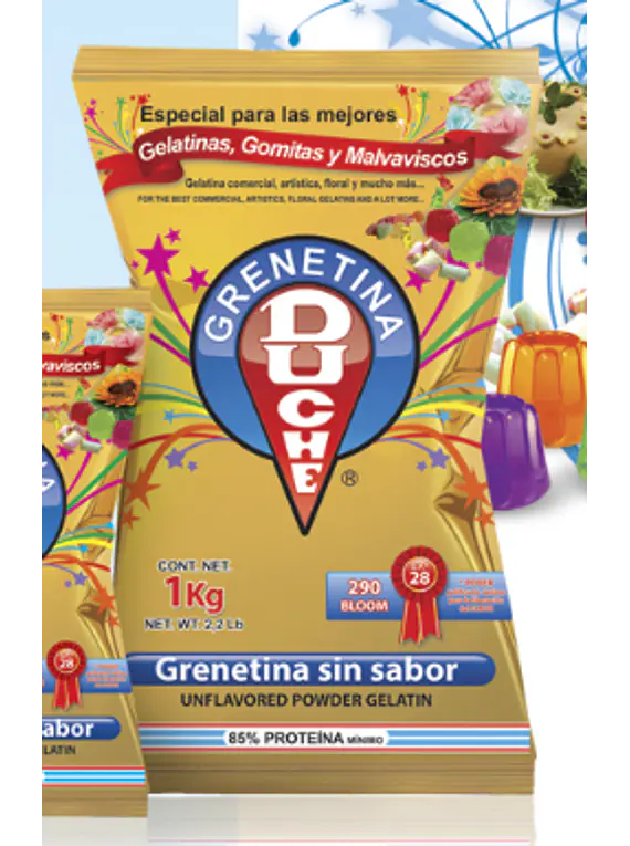 Duche Grenetina 1kg Duche Powder - 1 Kilogram (2.2 Lb) For Baking & Desserts Unflavored Gelatin-210749