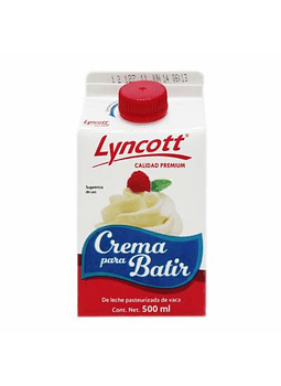 Crema para batir Lyncott 500 ml