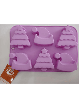 Molde silicón árbol y gorro navideño 6 cavidades 2504-1118