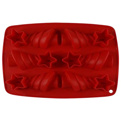  Molde de silicon arbolitos de navidad rojo 6 cavidades 5-52