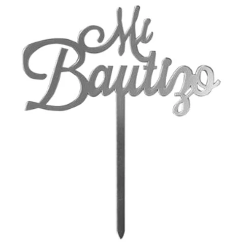  Deco acril Mi Bautizo plata 15x9cm CTP0