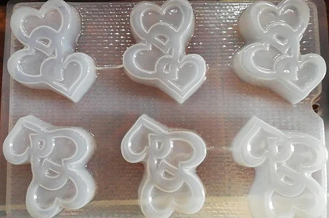  Molde para gelatina chico corazon triple 6 cav.