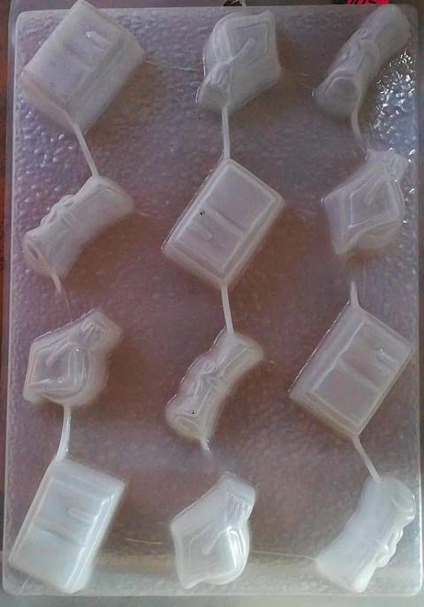  Molde para gelatina chico libro y birrete 12cav.