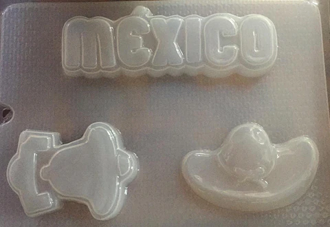  Molde para gelatina chico Mexico sombrero y campana