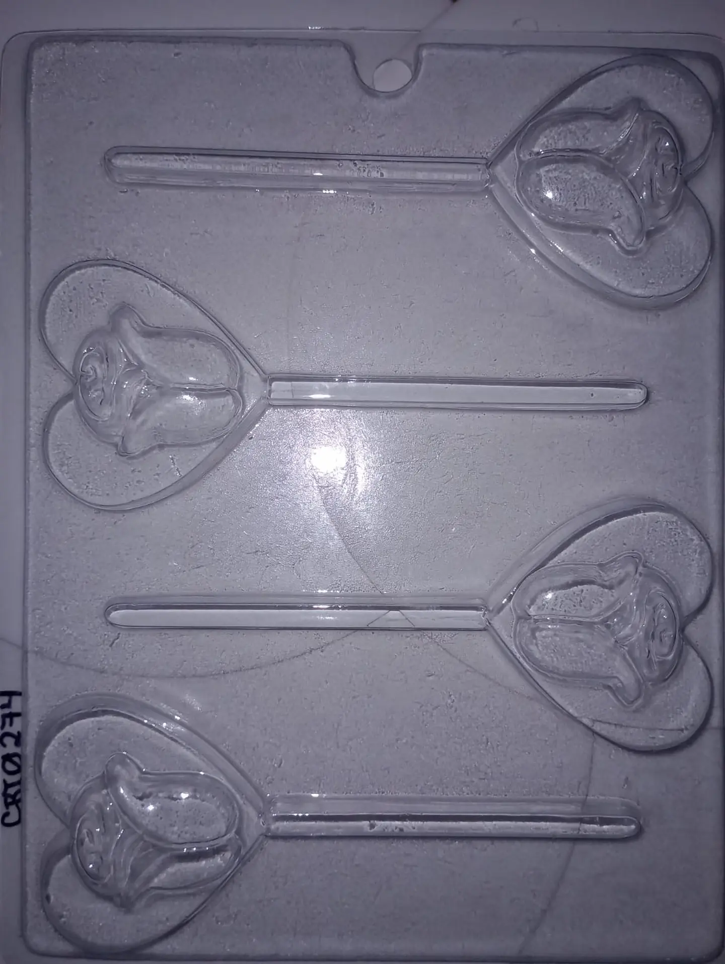 Molde para chocolate paletas corazon con rosa 4 cav. 1