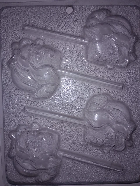  Molde para chocolate paletas blanca nieves rostro 4 cav.