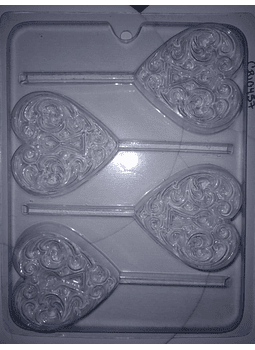 Molde para chocolate paletas corazon cerradura 4 cav. AM-63