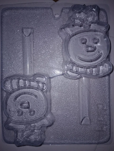 Molde para chocolate paletas mu�eco de nieve 2 cav. NV-259