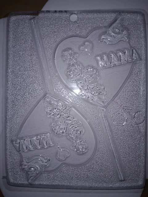  Molde para chocolate paleta corazon flor mama