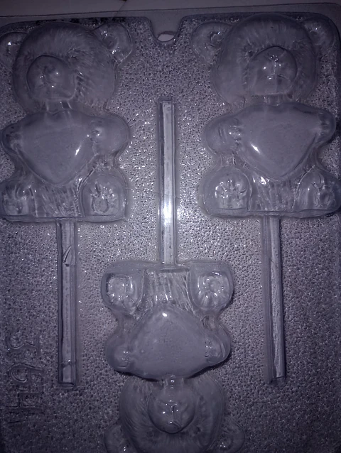  Molde para chocolate paleta oso corazon 3 cav.