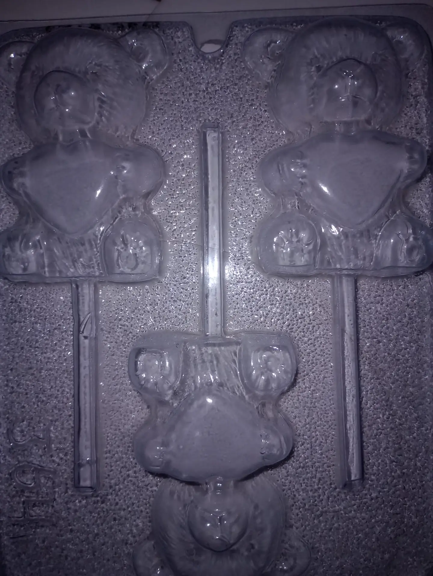  Molde para chocolate paleta oso corazon 3 cav. 1