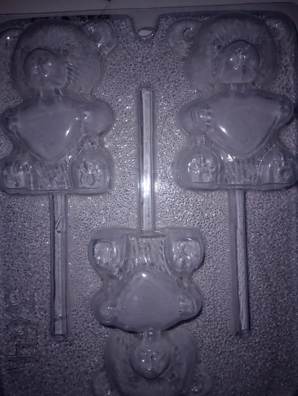  Molde para chocolate paleta oso corazon 3 cav. 1