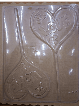  Molde para chocolate paleta love 2 cav. AM-7