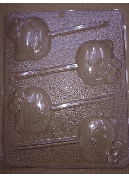  Molde para chocolate paletas kitty rostro 4 cav.