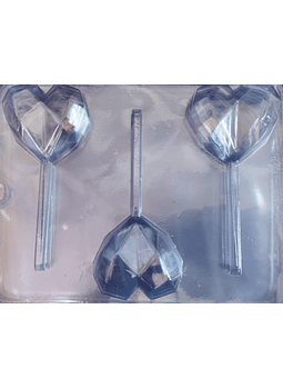  Molde para chocolate paletas corazon diamante 3cav. AM-616