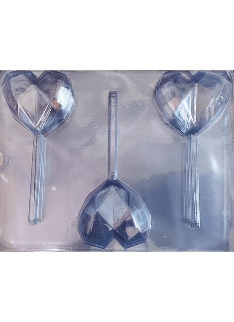  Molde para chocolate paletas corazon diamante 3cav. AM-616