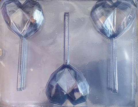  Molde para chocolate paletas corazon diamante 3cav. AM-616