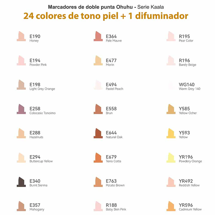KAALA 24 MARCADORES DE ALCOHOL TONOS PIEL OHUHU 2