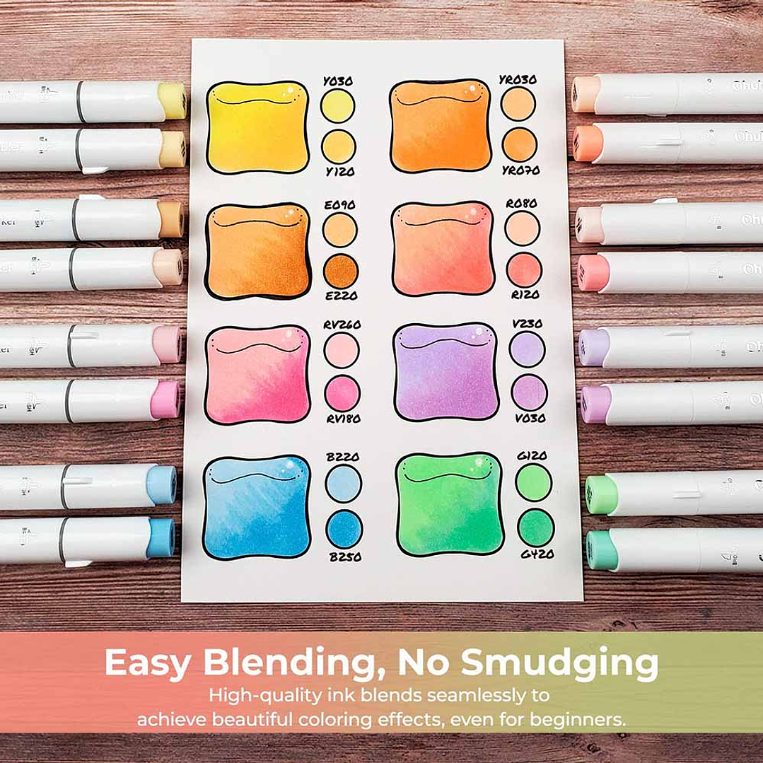 OHUHU 48 MARCADORES DE ALCOHOL PASTEL 