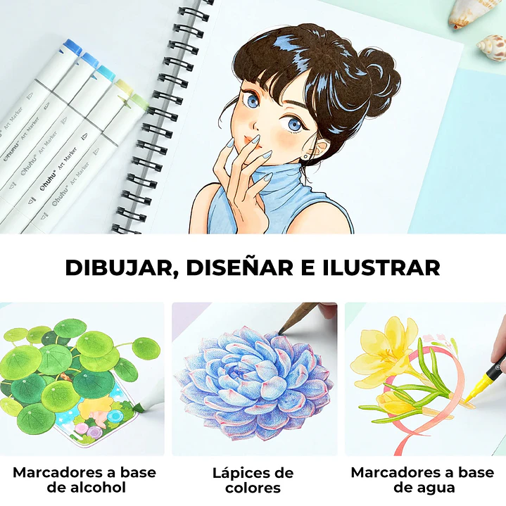 SKETCHBOOK ANILLADO DOBLE CARA OHUHU 60 6