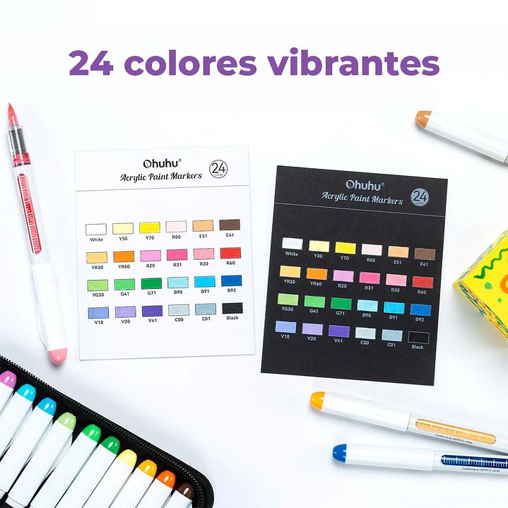 NAHUKU ESTUCHE 24 MARCADORES ACRILICOS OHUHU 2