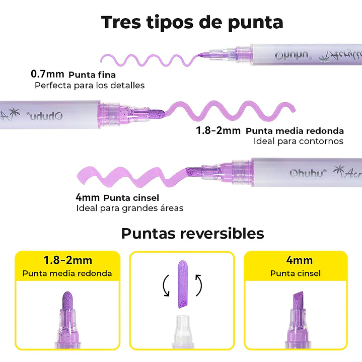 ESTUCHE 48 MARCADORES ACRILICOS 24 COLORES  OHUHU 4