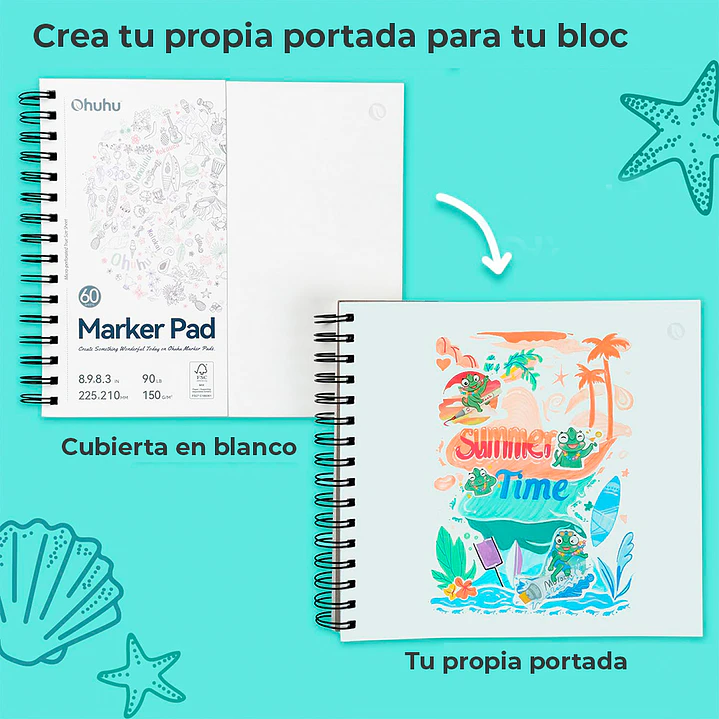 SKETCHBOOK ANILLADO DOBLE CARA OHUHU (22.5 X 21 cm, 60 HOJAS 150g) 4