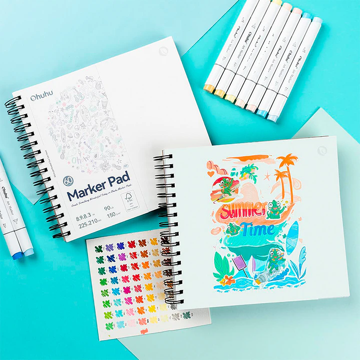 SKETCHBOOK ANILLADO DOBLE CARA OHUHU (22.5 X 21 cm, 60 HOJAS 150g) 1