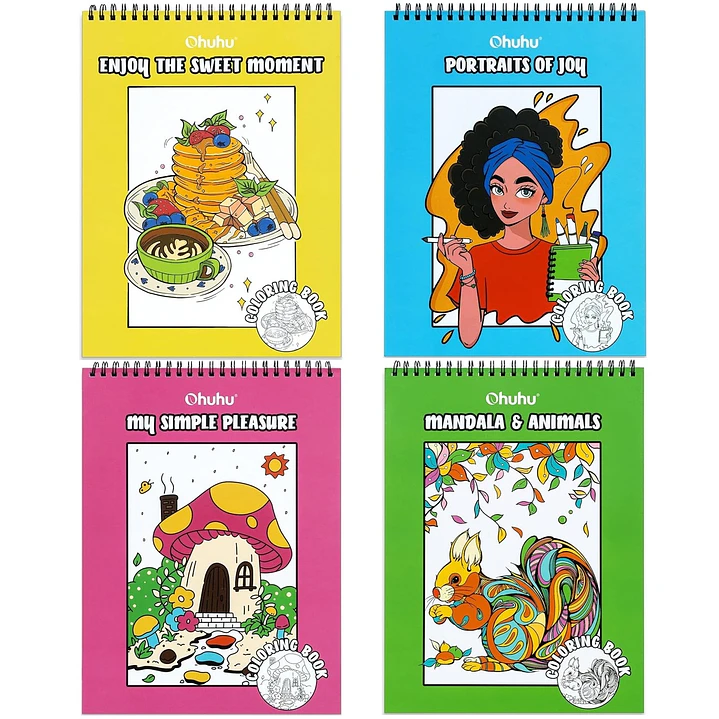 Colección 4 libros para colorear Ohuhu 1