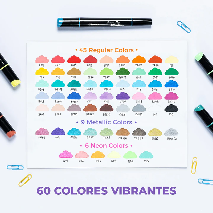 KAKAAKO ESTUCHE 60 MARCADORES ACRÍLICOS OHUHU 5