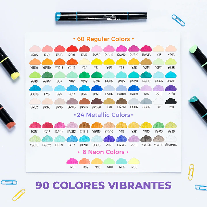 KAKAAKO ESTUCHE 90 MARCADORES ACRÍLICOS OHUHU 5