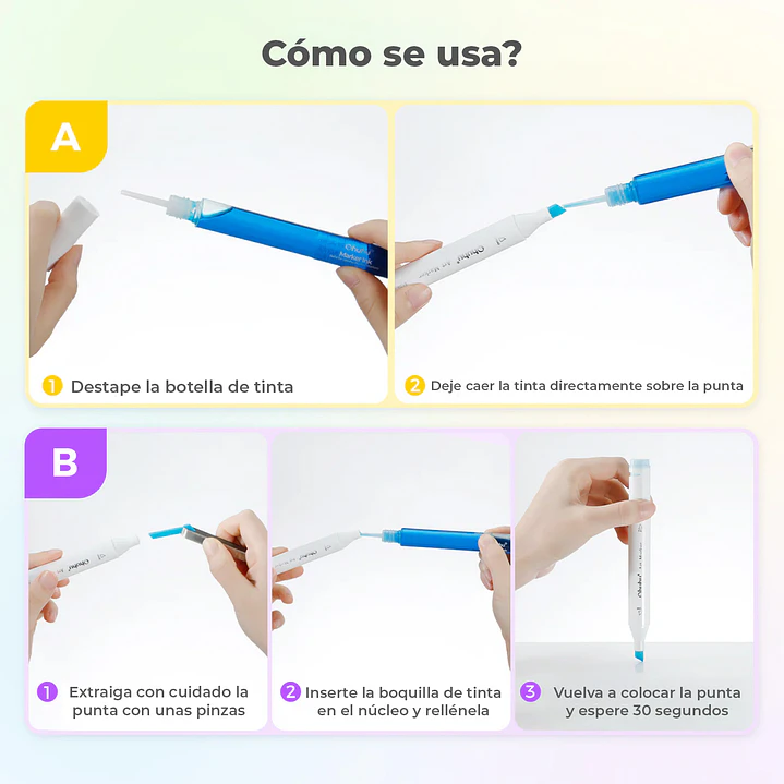 Ultramarine Recarga de tinta base alcohol Ohuhu BV312/B878/B190 4