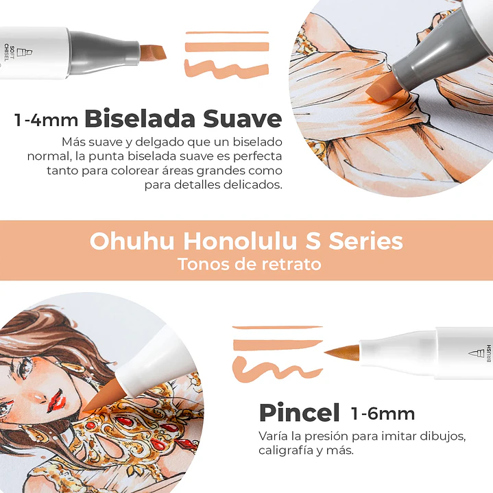 HONOLULU S ESTUCHE 24 MARCADORES ALCOHOL TONOS PIEL OHUHU 2