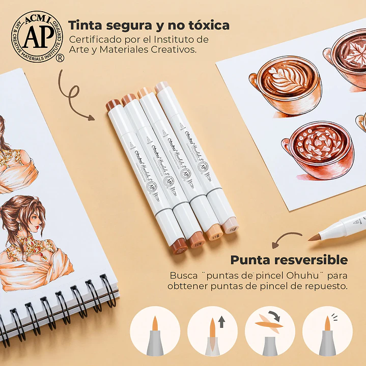 HONOLULU S ESTUCHE 24 MARCADORES ALCOHOL TONOS PIEL OHUHU 10