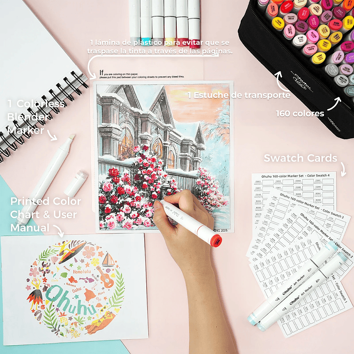 OAHU MALETA 160 MARCADORES DE ALCOHOL OHUHU 4