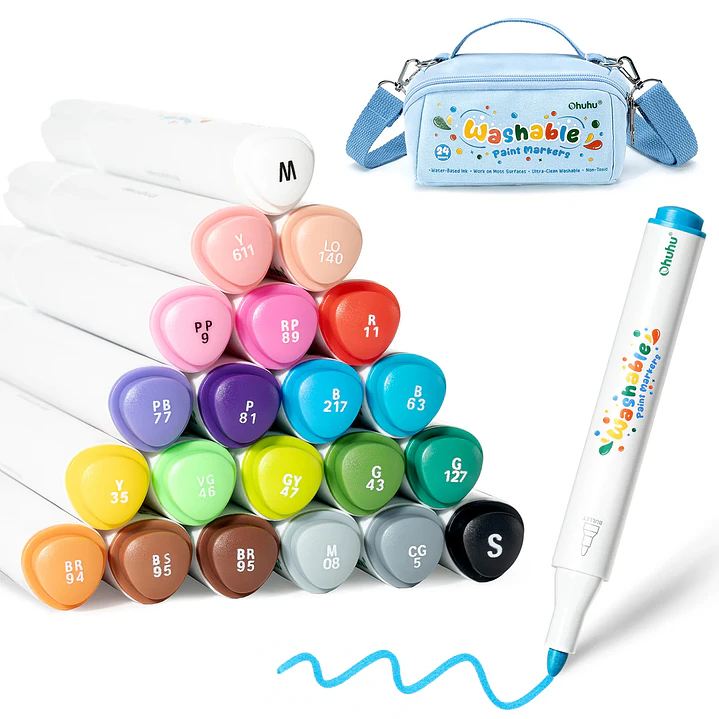 WASHABLES 24 MARCADORES ACRÍLICOS LAVABLES OHUHU 1
