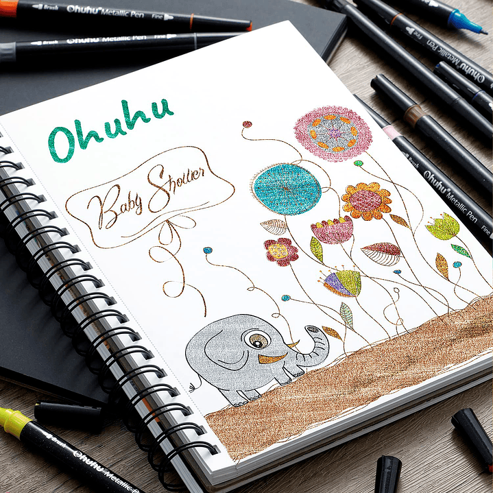 24 Marcadores Base de Agua Metálicos Ohuhu 6