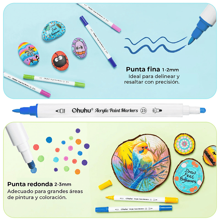 AKAKA ESTUCHE 72 MARCADORES ACRÍLICOS OHUHU Fina Punto 2