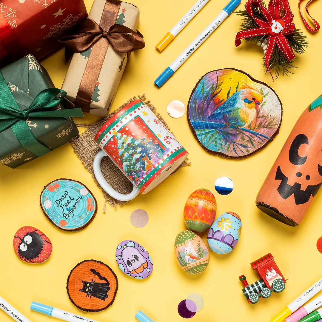 AKAKA ESTUCHE 72 MARCADORES ACRÍLICOS OHUHU Fina Punto 6