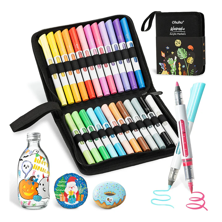 WAIMOKU ESTUCHE 24 MARCADORES ACRÍLICOS OHUHU 1