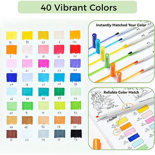 PUPE B 40 Marcadores base Agua + Coloring Book Ohuhu