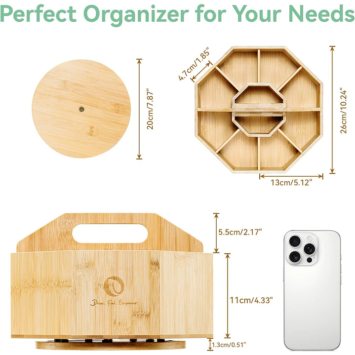Organizador giratorio  360° Bambú de marcadores Honolulu & B Ohuhu 3