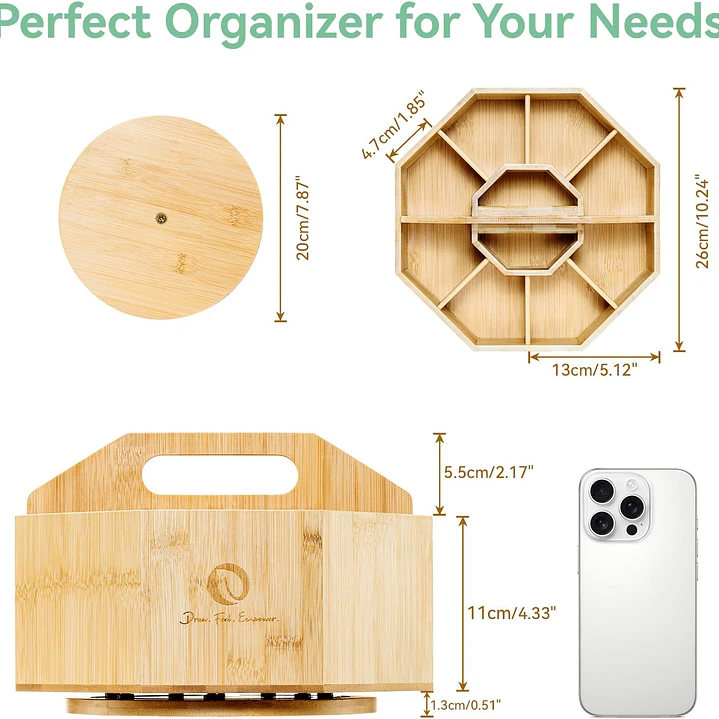 Organizador giratorio  360° Bambú de marcadores Honolulu & B Ohuhu 3