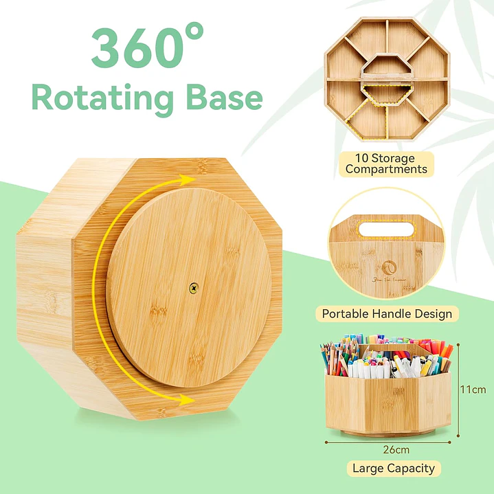 Organizador giratorio  360° Bambú de marcadores Honolulu & B Ohuhu 4